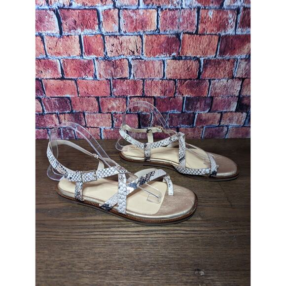 Cole Haan Wilma Strappy Sandals Flats Neutral Beige Black size 8 - Picture 3 of 5
